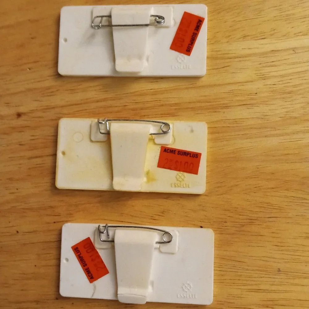 Visitor Badge Plastic Name Tag - Vintage Reusable Lot of 3